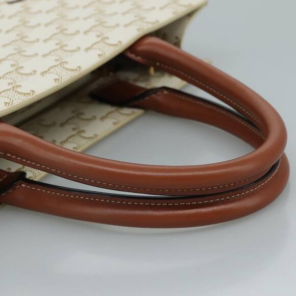 CELINE Triomphe Small Vertical Cabas Tote Bag Pvc Leather White - Picture 7 of 12